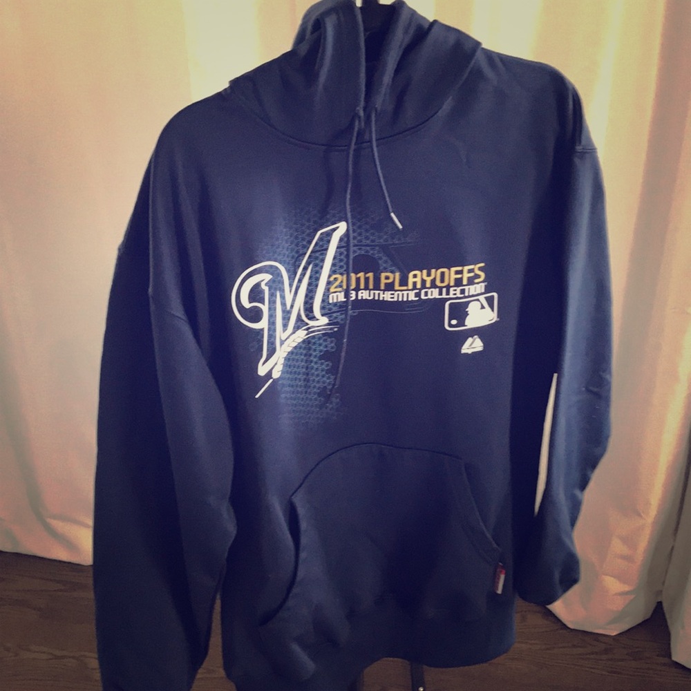 2011 Brewers MLB Authentic playoffs hoodie